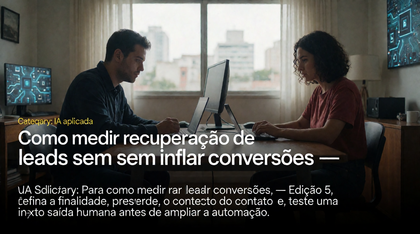 Capa editorial local sobre ia aplicada; tema: Como medir recuperação de leads sem inflar conversões — Edição 5