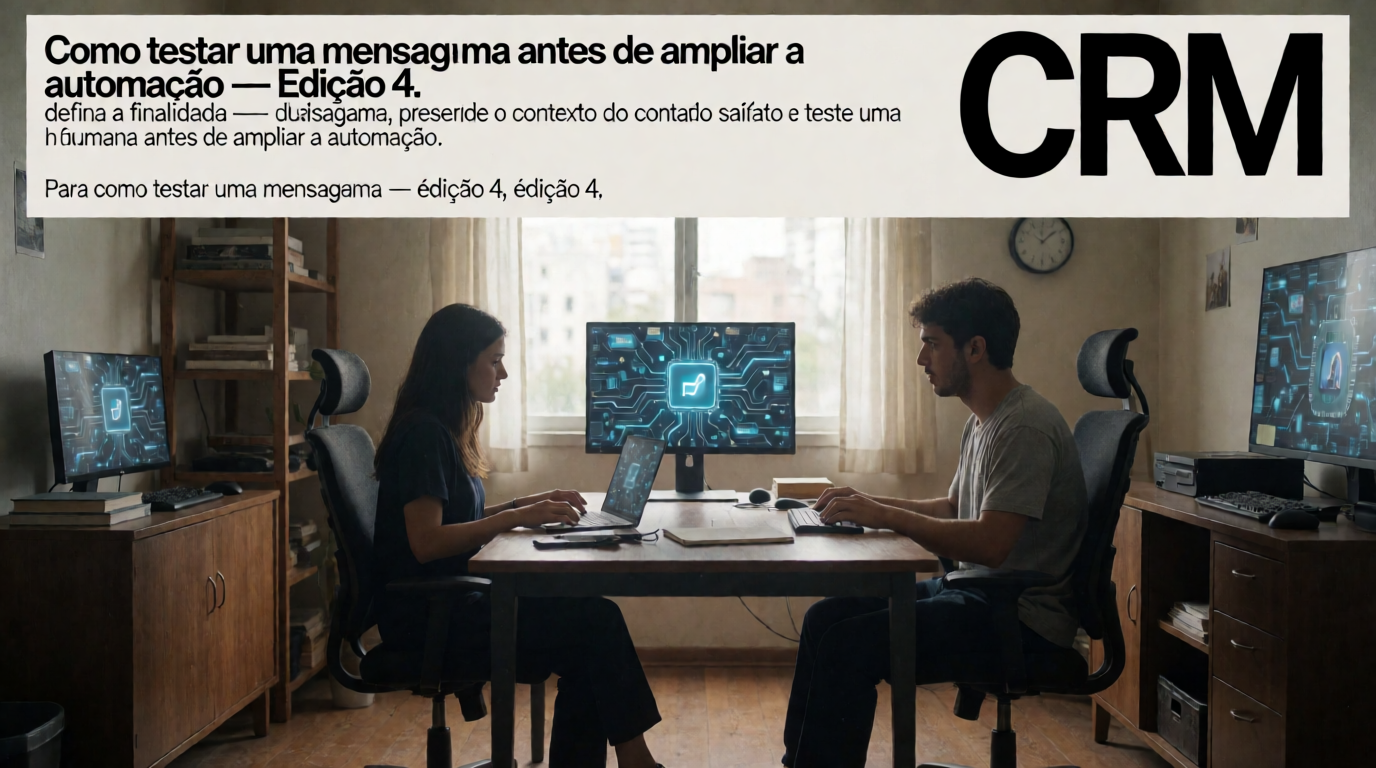 Capa editorial local sobre crm; tema: Como testar uma mensagem antes de ampliar a automação — Edição 4
