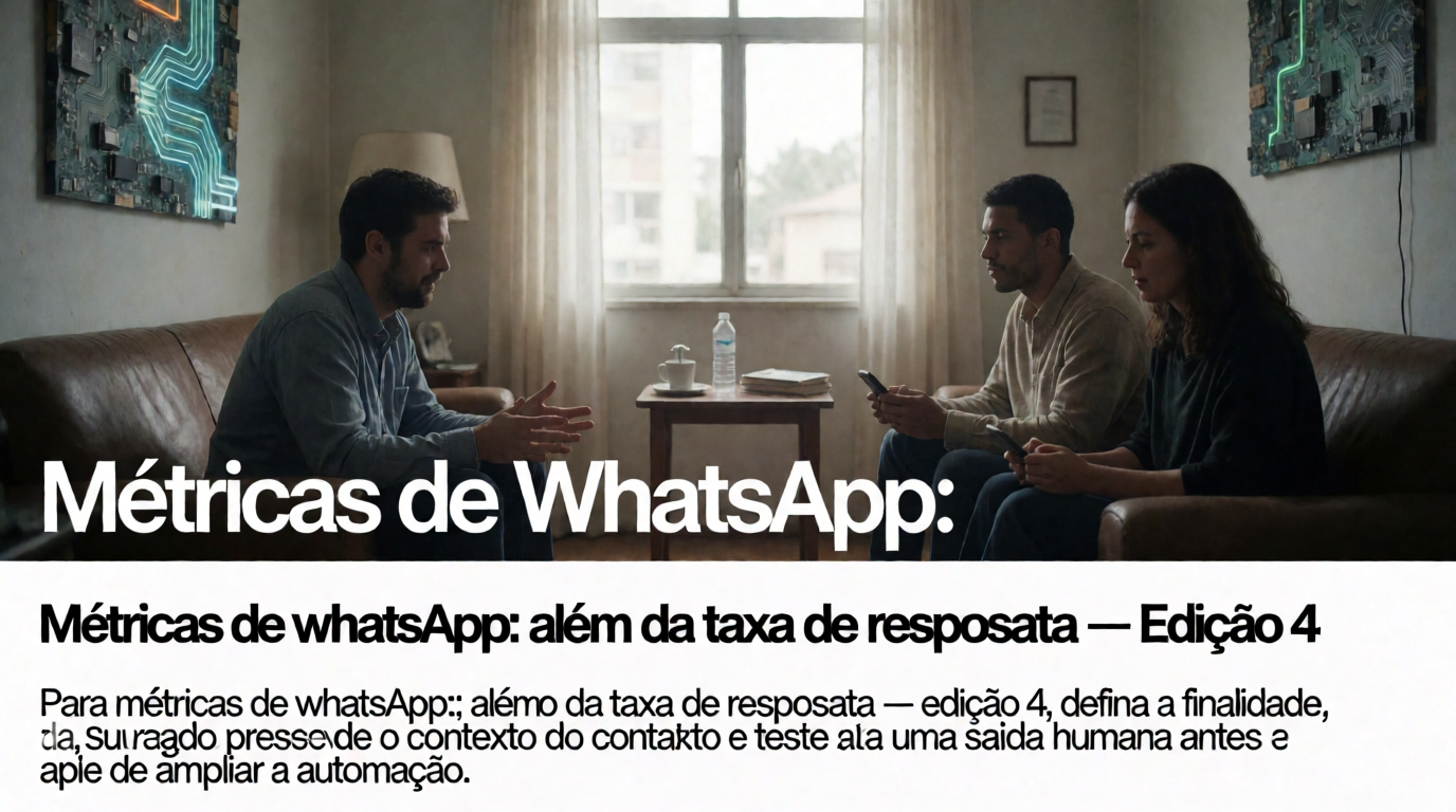 Capa editorial local sobre ia aplicada; tema: Métricas de WhatsApp: além da taxa de resposta — Edição 4